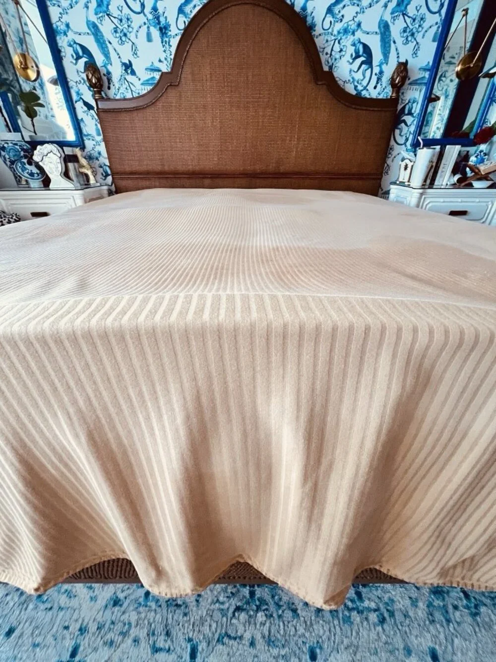 SEARS KING California 3 pc 1) Flat 2) Std Pillowcases Gold Jacquard 100% Cotton